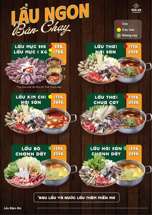 Trang thực đơn: Sáu nồi lẩu bán chạy