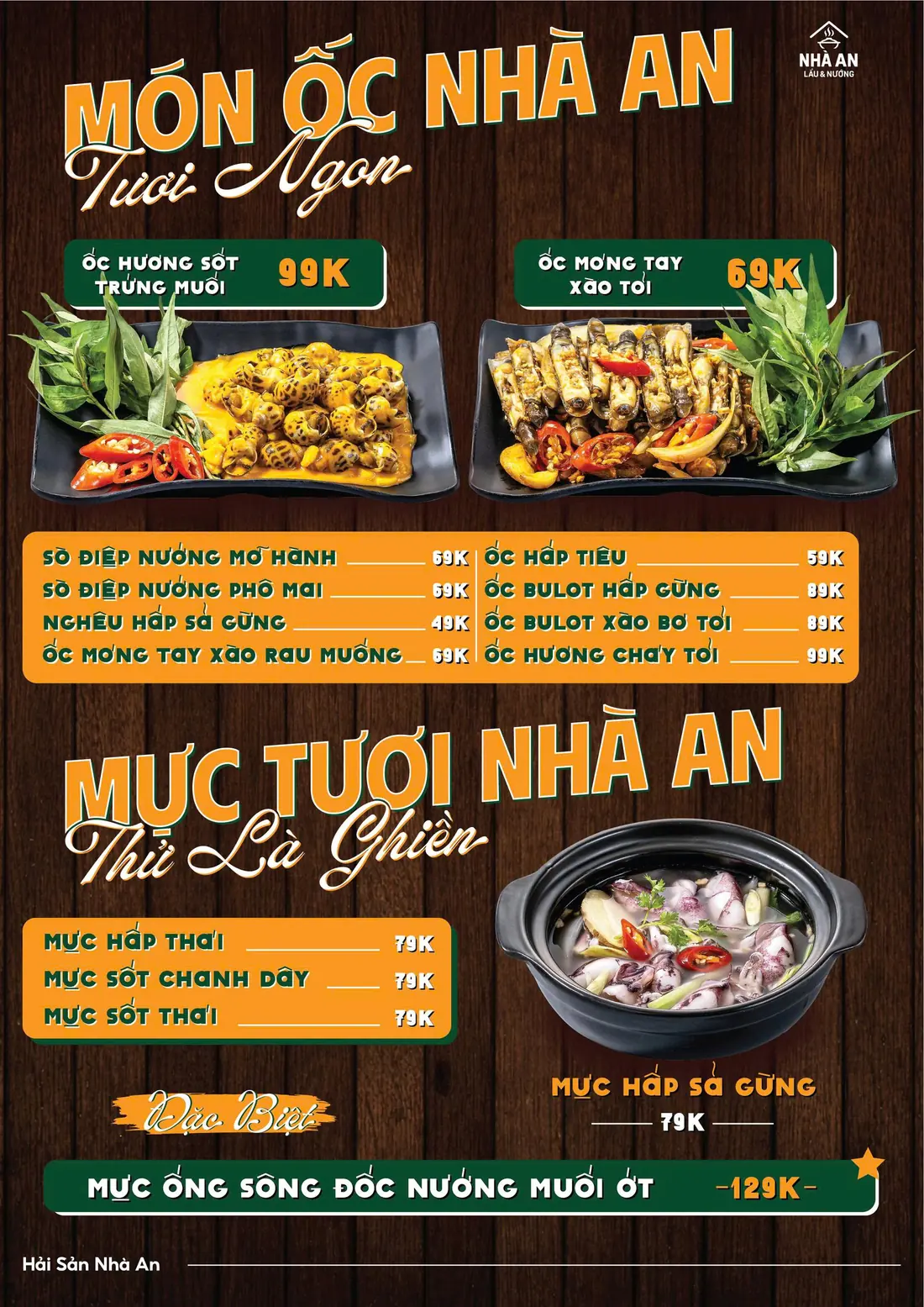 Món ốc và mực tươi